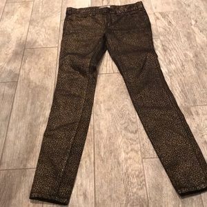 Free People Black Gold Animal Print Pant